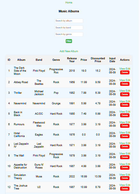 Music Album Database design
